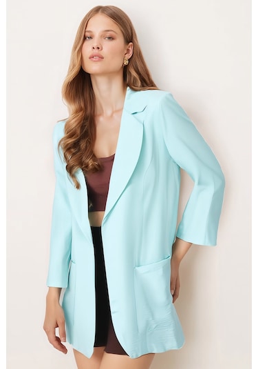Armonika Kadın Turkuaz Cepli Oversize Ceket Arm-26k001005