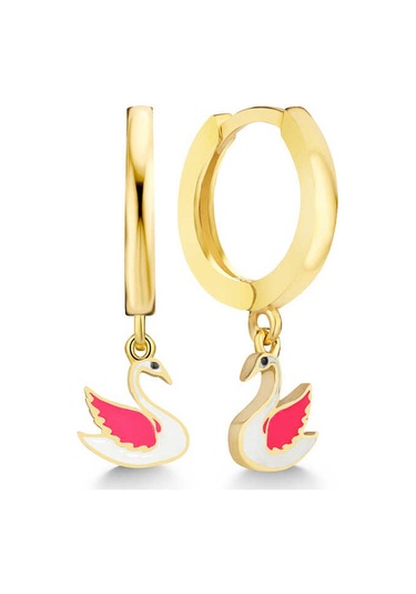Gümüş Gold Kuğu Sallantılı Kadın Küpe 97968679