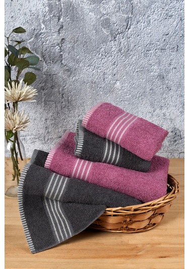 Rebeka Oscar Banyo Havlu Seti Yumuşak Havlu Seti 1200 Gram Mürdüm Antrasit Antrasit - Mürdüm