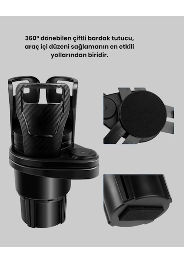 Araç İçi Düzen Ve Ambiyans Seti Çift Bardak Tutucu + Led Işık
