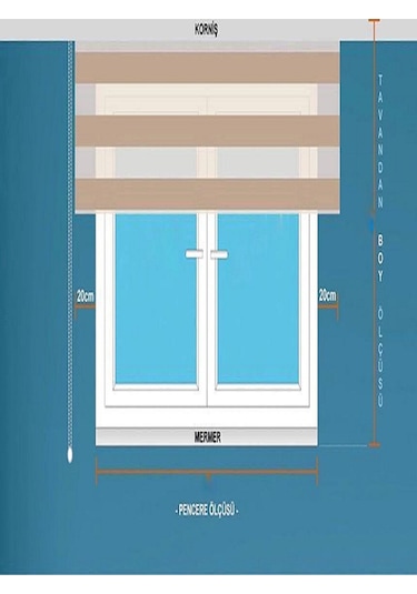 İthal Bambu Açık Gri Zebra Stor Perde Etek Dilimsiz Gri