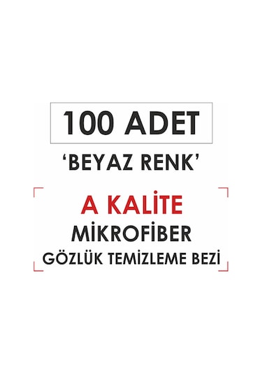 100 Adet Mikrofiber Gözlük Temizleme Bezi A Kalite Beyaz Renk