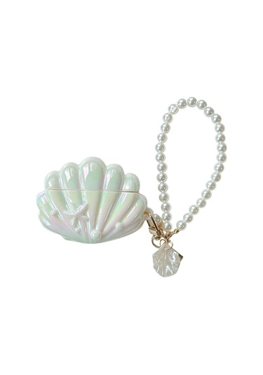 Folinda Airpods Uyumlu 4 Kılıfı Silikon 3d Deniz Kabuğu Desenli Parlak Renkli Perl Zincirli Koruyucu Kılıf Diğer