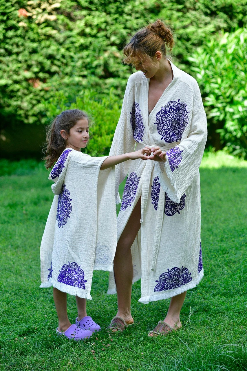 Brandsmithshop Naturel Mandala Kimono &çocuk Panço Set Çok Renkli