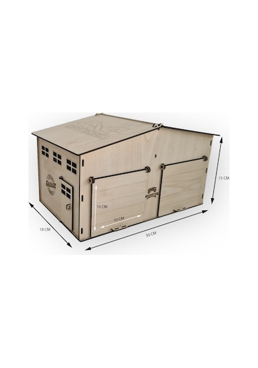 Ahşap Oyuncak Garaj Açılır Çatı Ve Kapılı