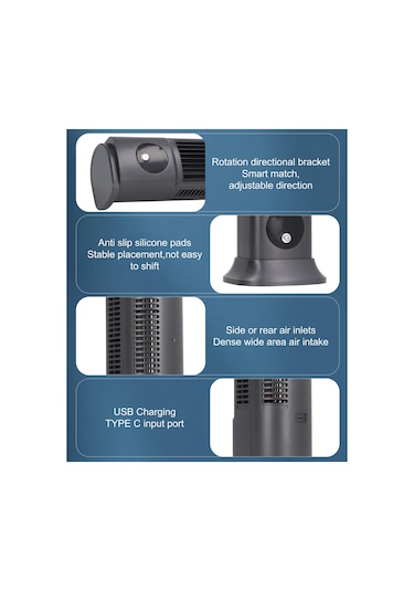 Jialan Yatak Odası Için 10'' Kule Vantilatör, 3 Hızlı Kanatsız