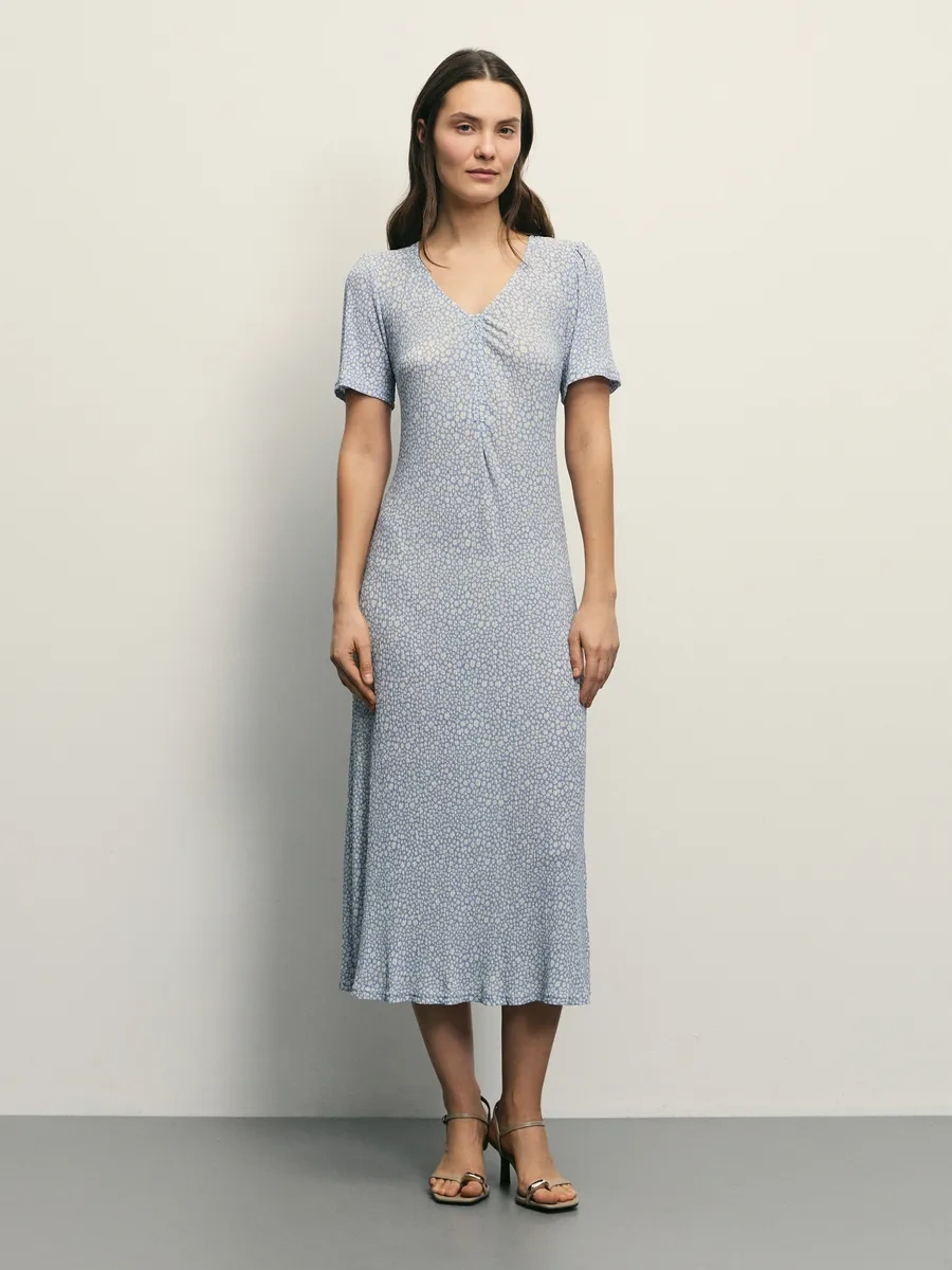 Zarına Çiçek Desenli Yazlık Midi Elbise 348516057 Açık Mavi