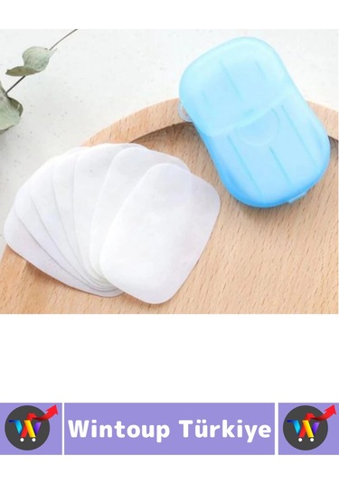 Seyahat Tipi Kamp Outdoor Okul Ofis Hafif Suda Kolay Çözünen Sabunluk Tasarımlı Kağıt Sabun 20 Adet Çok Renkli