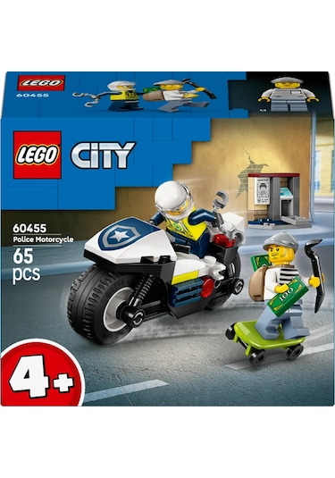 LEGO® City Polis Motosikleti Takibi 60455 - 4 Yaş ve Üzeri Çocuklar için Yaratıcı Oyuncak Yapım Seti (65 Parça)
