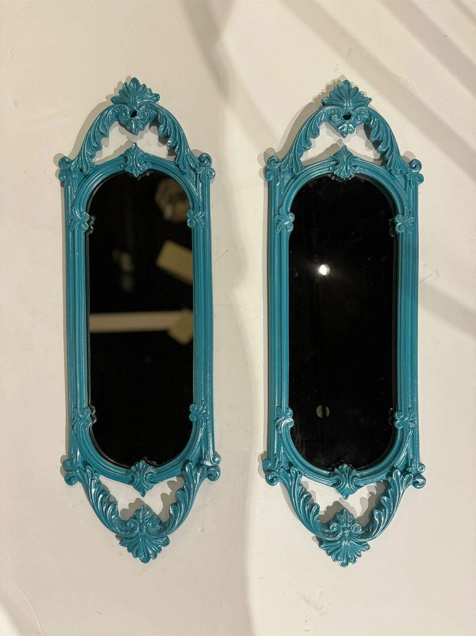 Dekoratif Polyester Ikili Niş Dikdörtgen Ayna Takımı Turkuaz