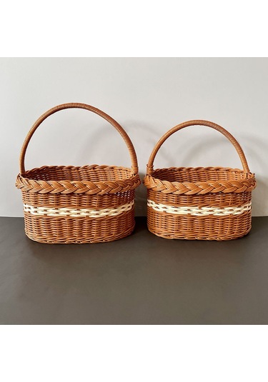 Dianziye Küçük Plastik Simli Sepet - 27x18x14 Cm, İçindekiler Saklama, Piknik & Hediye, Ins Stili, Taşınabilir Tutamaklı