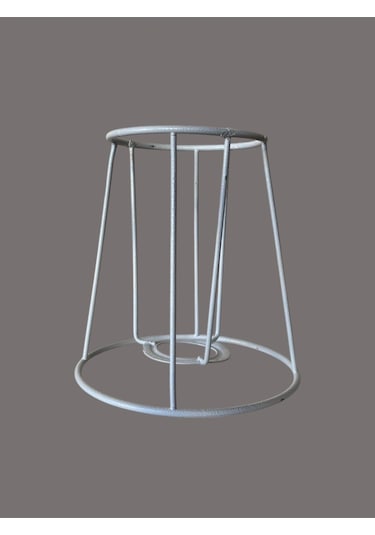Konik Mini Abajur Teli Ve Aplik Teli, İskeleti Beyaz Statik Boyalı E27 15 Cm Metal