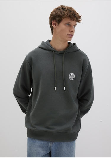 Mavi - Mvjns Logo Baskılı Kapüşonlu Yeşil Sweatshirt 0611786-71598 Yeşil