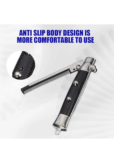 Katlanır Saç Tarağı Sakal Tarağı Kıllar Fırça Paslanmaz Çelik Basın Düğmesi Anahtarı Güzellik Taraklar Erkek Kadın Saç Stili Aksesuarları