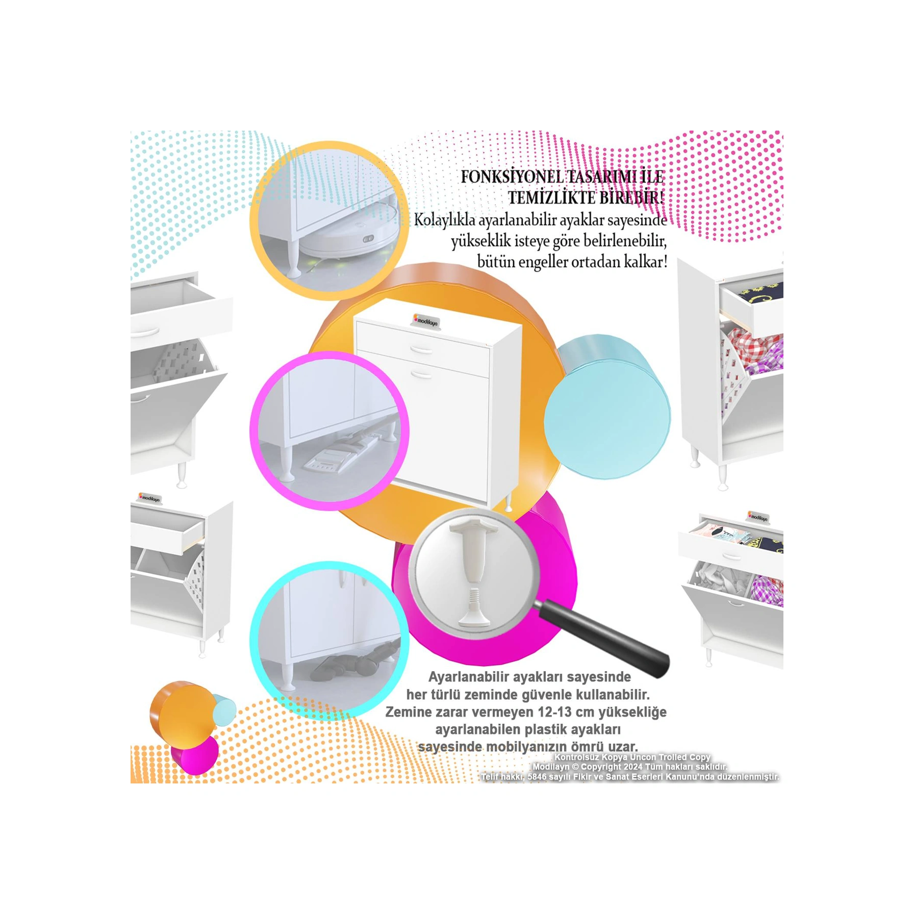 Mira 2 Göz Sepetli Dolap Sebzelik Düzenleyici Dolap 80x88x32,5 Cm Beyaz