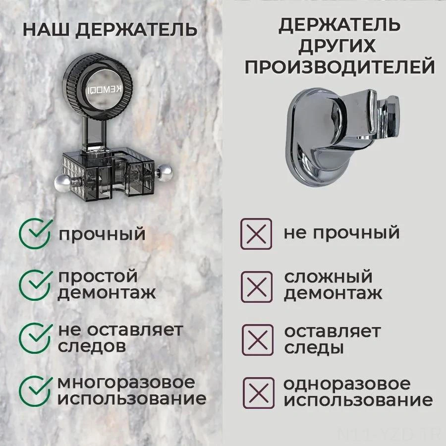 Yuntech01 Modern Gri Banyo Braketi - Yükseklik Ayarlı, Döndürme Korumalı Metal Duş Ve Lavabo Tutucu 1 Adet Gri