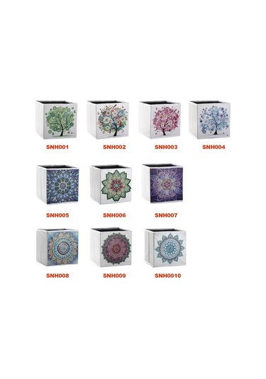 Ulzyvf Elmas Boyama Depolama Kutusu - Dıy Organizatör, 25x25x25cm Beyaz Kanvas, Araç Setli Çok Renkli Çok Renkli