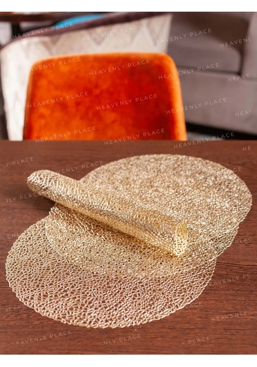 Heavenly Place Masanız İçin Yuvarlak Mutfak Peçeteleri, 4 Adet 224636669 Altın Rengi