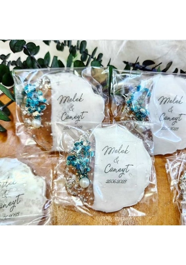 Poşetli Epoksi Magnet 45 Adet Söz Nişan Nikah Kına Düğün Hediyeli