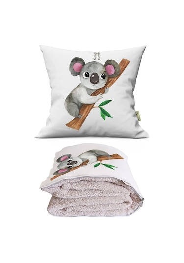 Koala Tv Battaniyeli Opsiyonel Dekoratif Araç İçi Yastık Çok Renkli