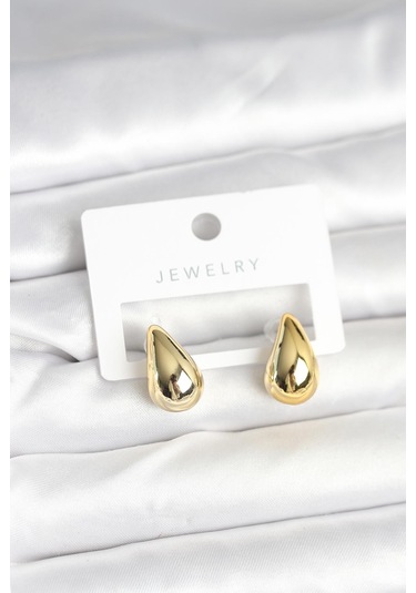 Gold Renk Damla Küpe 17 Mm Çok Renkli