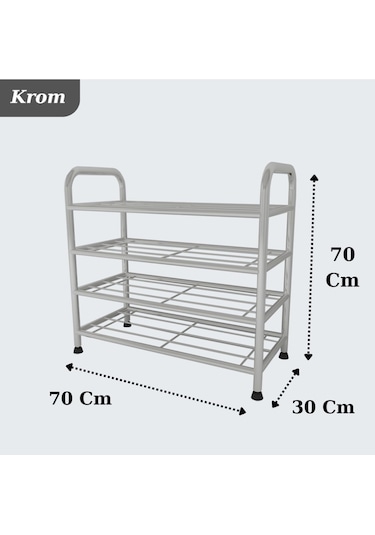 Metallica Concept Çağla 4 Katllı Metal Düzenleyici Çok Amaçli Raf Ayakkabılık Krom