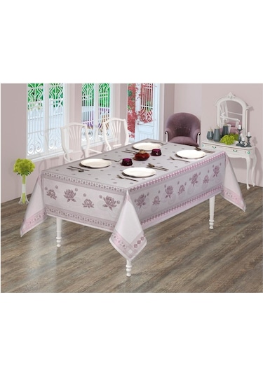 Finezza Nilüfer Lüx Jakar Kumaş Mor Masa Örtüsü Dikdörtgen 160X2