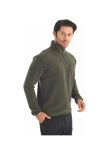 Crozwise Yarım Fermuarlı - Erkek Haki Spor Polar - 6036-04 Haki