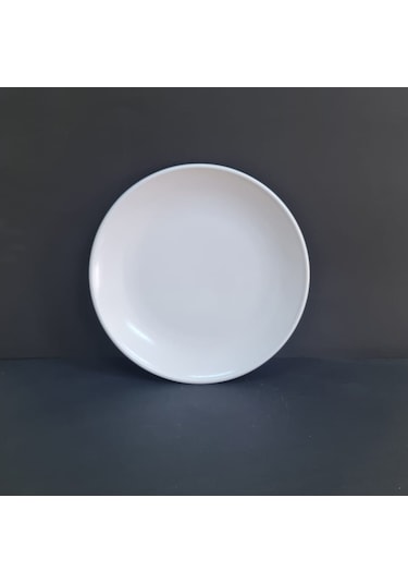 6 Adet Standart Düz Melamin Tatlı & Yemek Servis Tabağı 28 Cm - Beyaz Beyaz