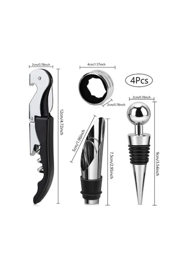 Kutulu 4 Parça Şarap Tirbüşon Şaraplık Şarap Açacağı Seti cin374