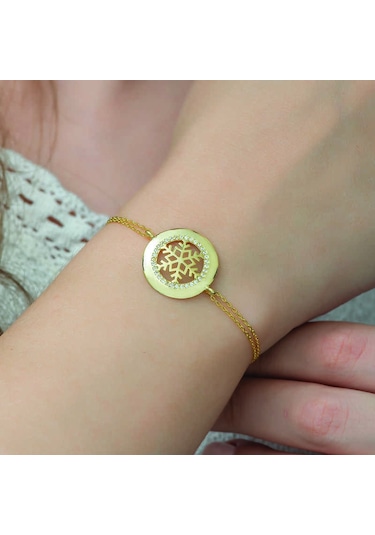925 Ayar Gümüş Gold Kar Tanesi Bileklik Gümüş - Rose Gold