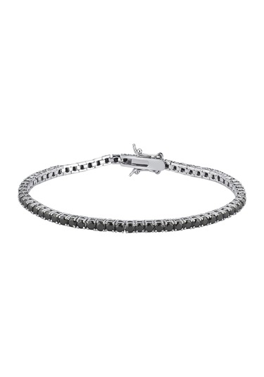 Siyah Taşlı Gümüş Suyolu Bileklik 19 Cm.