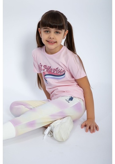 Us Polo Assn Pamuklu Kısa Kol Kız Çocuk Pijama Takımı (535994603) Pembe