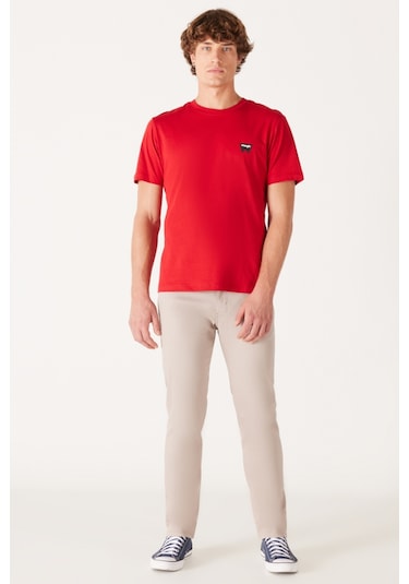 Regular Fit Normal Kesim Bisiklet Yaka Kırmızı Tişört W70Md33Uu Kırmızı