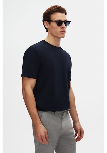 Twn Slim Fit Lacivert Baskılı T-shirt 4ec14ort12025 Lacivert