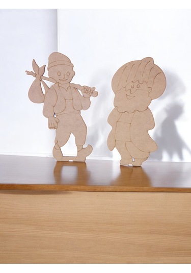 Türk Kahramanlar Nasreddin Hoca Ve Keloğlan Büyük Boy Ahşap Hobi