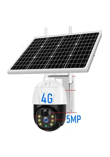 Cmr47 Güneş Panelli Sim Kart İle Çalışan 4g+ Wi-fi 5mp Ip Kamera