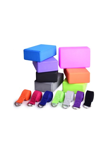 Youtek Gri Eva Yoga Blokları 2 Adet Ve Pamuklu Germe Kayışı Seti - Denge, Konum Doğruluğu Ve Esneklik İçin Pilates Ve Yoga Egzersizleri