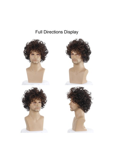 Gajeena Erkekler İçin Moda Kısa Dalgalı Peruk, Yüksek Sıcaklık Liften Yapılmış, Doğal Görünümlü, Kolay Kullanım, Siyah-kahverengi