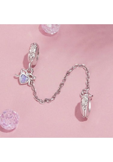 S925 Gümüş Platin-plakalı Opal Yay Güvenlik Zinciri Diğer Çok Renkli