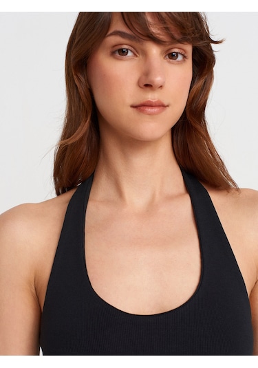 Dilvin 21052 Halter Yaka Top-siyah Siyah