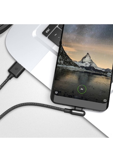 Suofeng Wsken Renkli Işıklı Type-c Eğik Uçlu Veri Şarj Kablosu Siyah 120cm - Oyun İçin Ideal, Hızlı Şarj Ve Veri Transferi