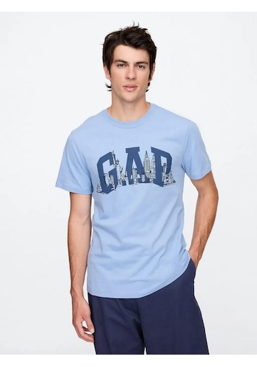 Gap 745022000 V-gap Nyc Skyline Erkek Tişört Mavi