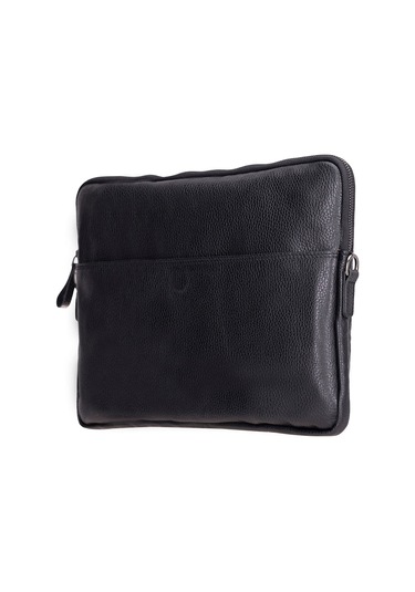 Bloomsleeve Leeds 16" Obsidian Black Hakiki Deri Laptop & Tablet Kılıfı Siyah