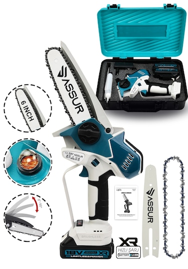 Assur Asr772 18v Çift Akü Dal Budama Testere Mavi
