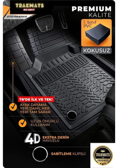 Renault Megane 4 Sedan Sol Kulak 2023 Universal Kesilebilir Havuzlu 4d Oto Paspas Ada Siyah