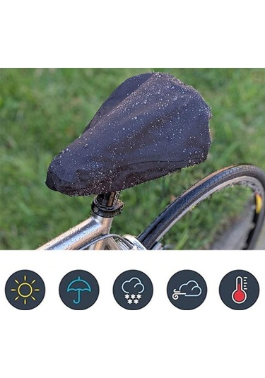Siyah Açık Bisiklet Koltuğu Yağmur Kapak Aksesuarları Su Geçirmez Eyer Yağmur Toz Kapağı Siyah