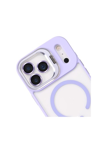 İphone Uyumlu 17 Pro Kılıf Remim Magsafe Lensli Kamera Standlı Kapak Lila