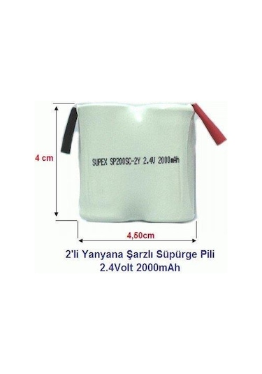 Supex 2.4Volt 2000Mah 2Li Yanyana Şarzlı Süpürge Pili