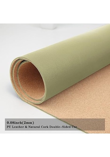 Büyük Doğal Mantar Ve Deri Su Geçirmez Klavye Matı, Ofis/ev/oyun/dekoratif Masa Altlığı Açık Yeşil, 23,6 X 11,8 İnç